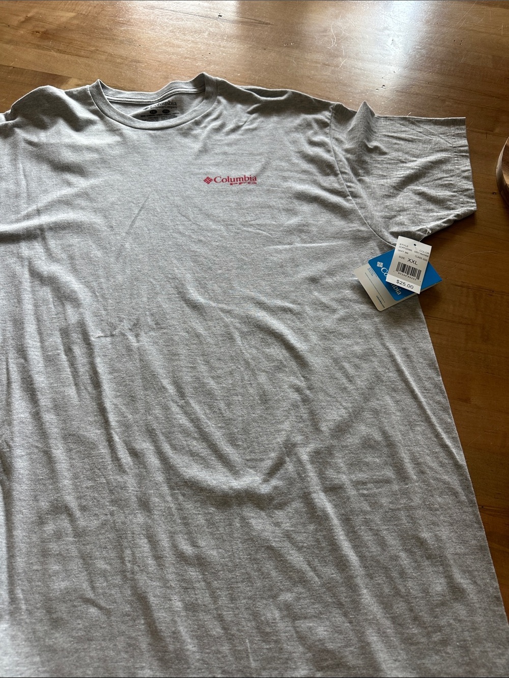Columbia Light Gray Short Sleeve Tee with Pink Logo